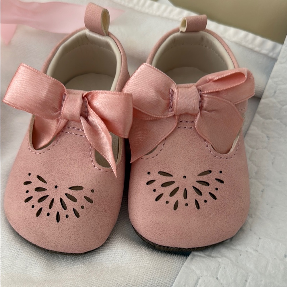 Pink T-Strap Baby Walker Shoes with Bow
